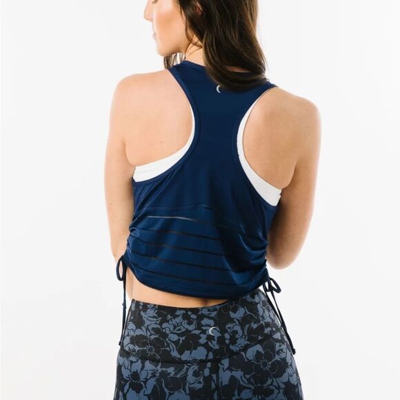 ZYIA Active Havana Cinched Tank Navy XL Workout Racerback Crop NWT - Picture 3 of 11